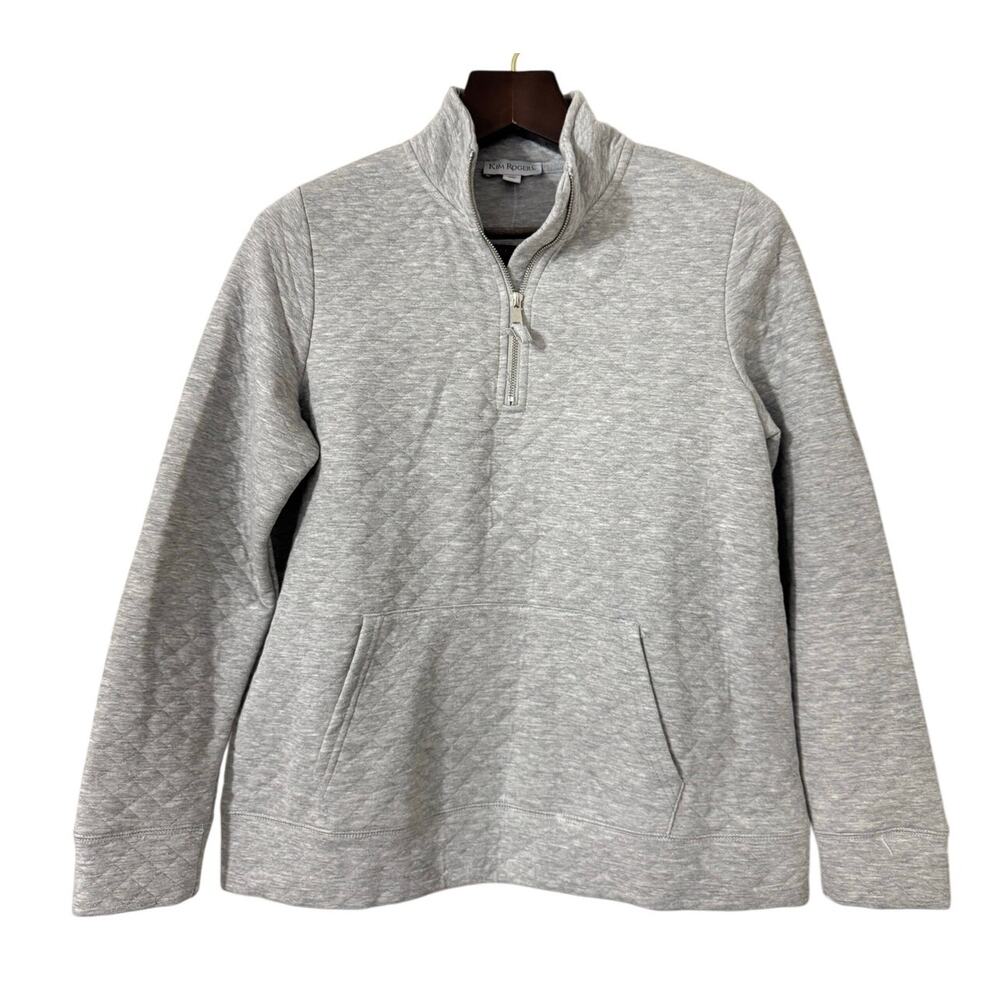 Kim Rogers Gray Quilted 1/4 Zip Pullover Size MP NWT